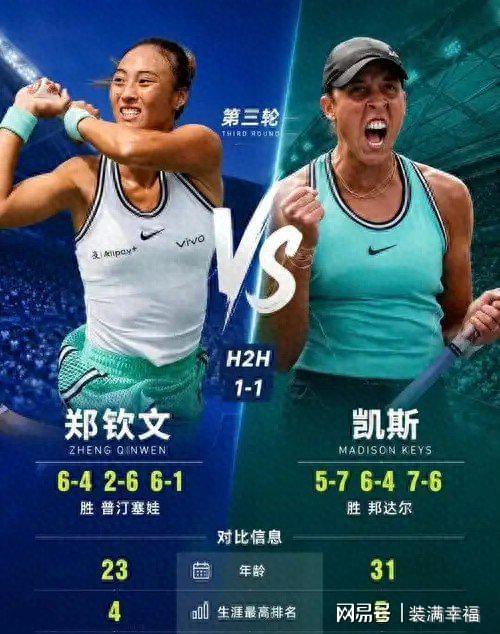 0-2！美网7号种子横扫出局，郑钦文对手开赛时间确定，附交手记录