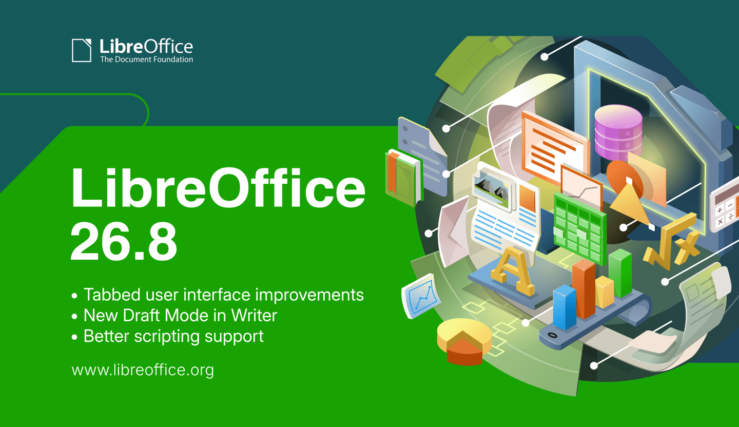 开源办公套件 LibreOffice 26.8 发布：不含 AI 元素，Writer 自研排版算法
