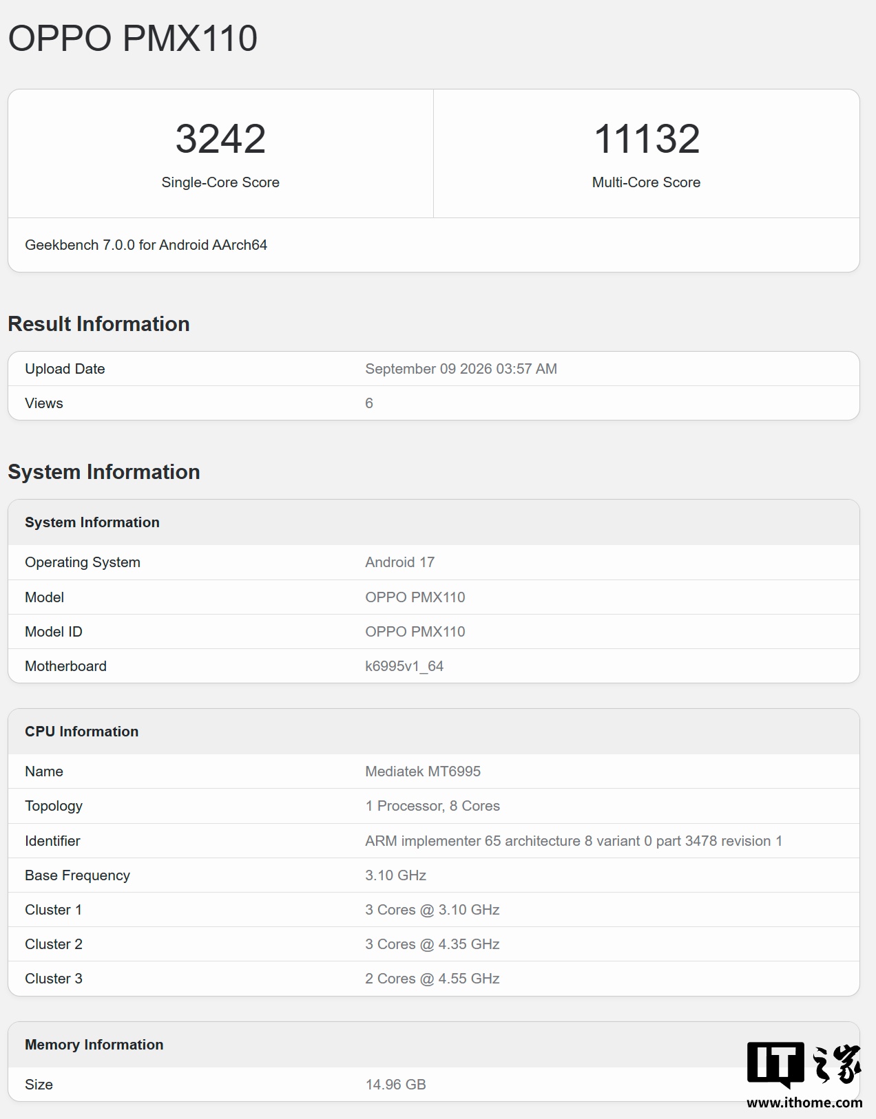 OPPO Find X10 系列新机现身 Geekbench，搭载联发科天玑 9600 Pro 芯片