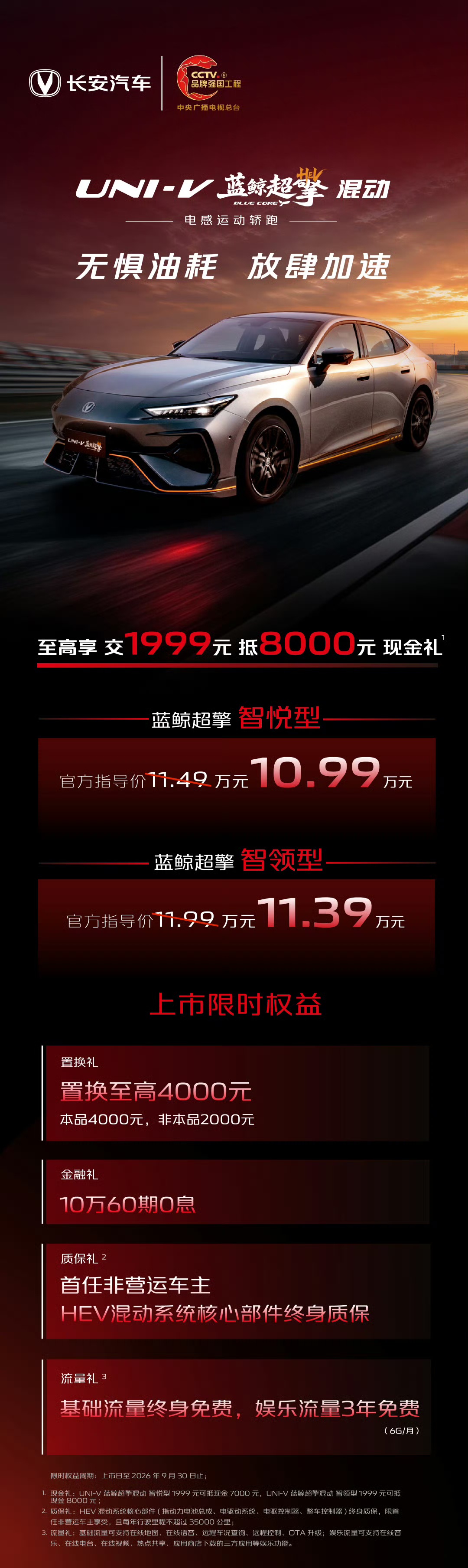 长安 UNI-V 蓝鲸超擎混动上市，限时 10.99 万-11.39 万元