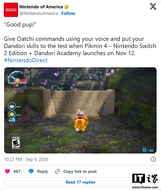 任天堂公布《皮克敏 4：Switch 2 版》，11 月 12 日发售