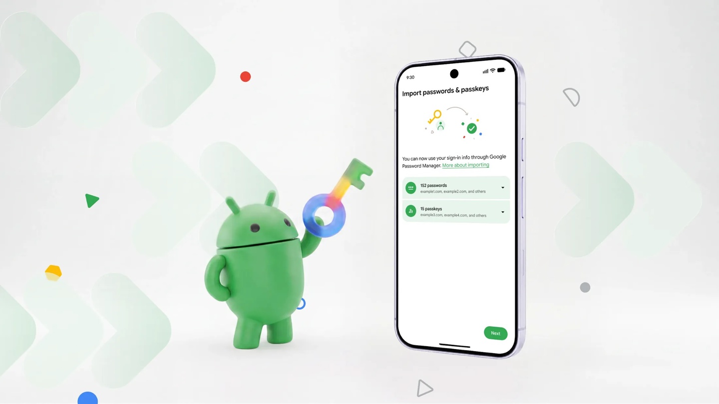 谷歌为 Android 新增系统级密码管理器迁移，通行密钥支持无缝搬家
