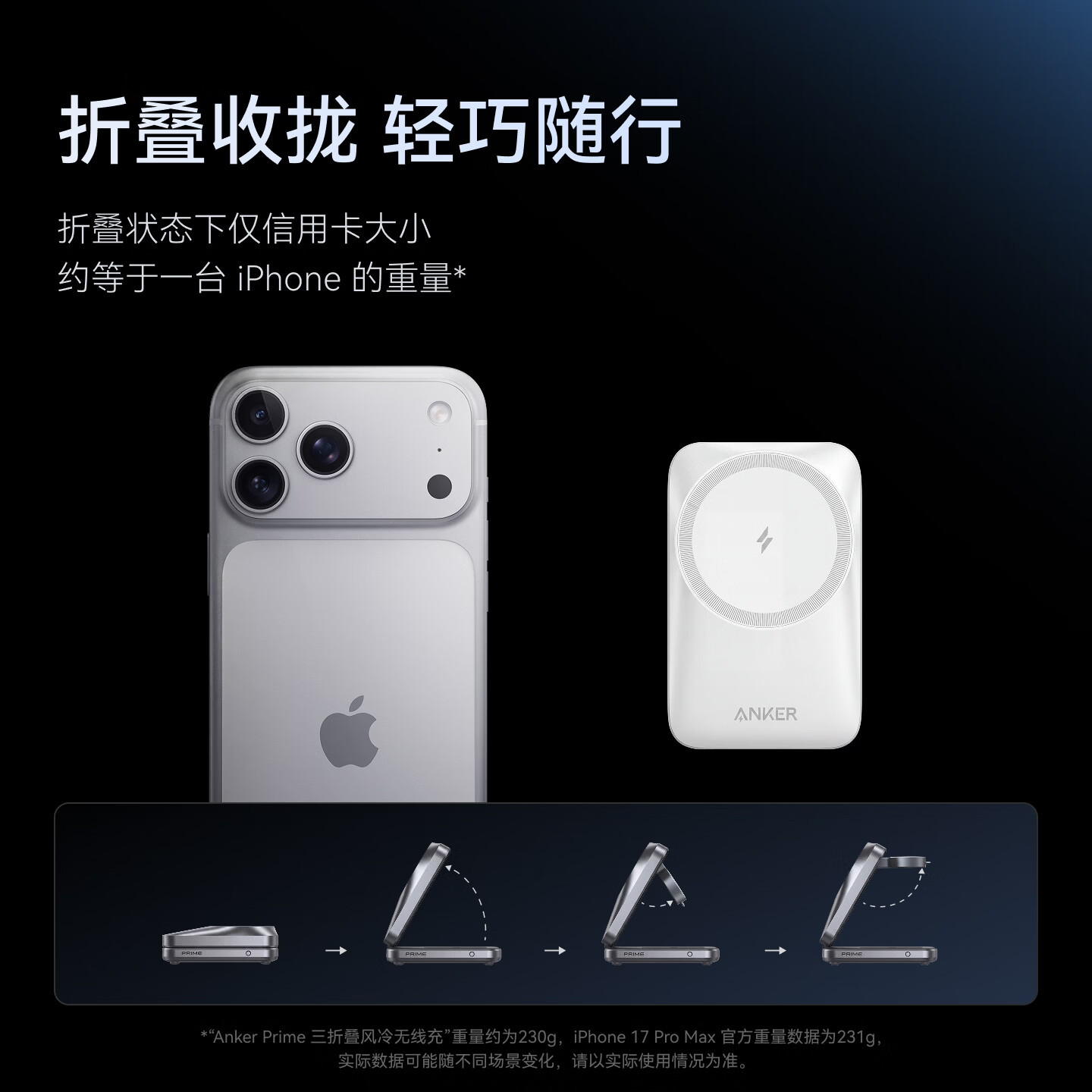 ANKER 安克 Prime 三折叠风冷多合一无线充电器新增白色版本，799 元
