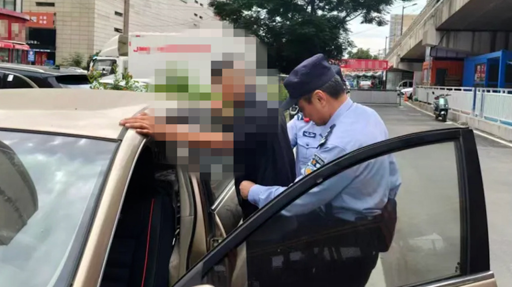 男子拉车门盗窃被车主反锁车内，民警赶到现场抓获