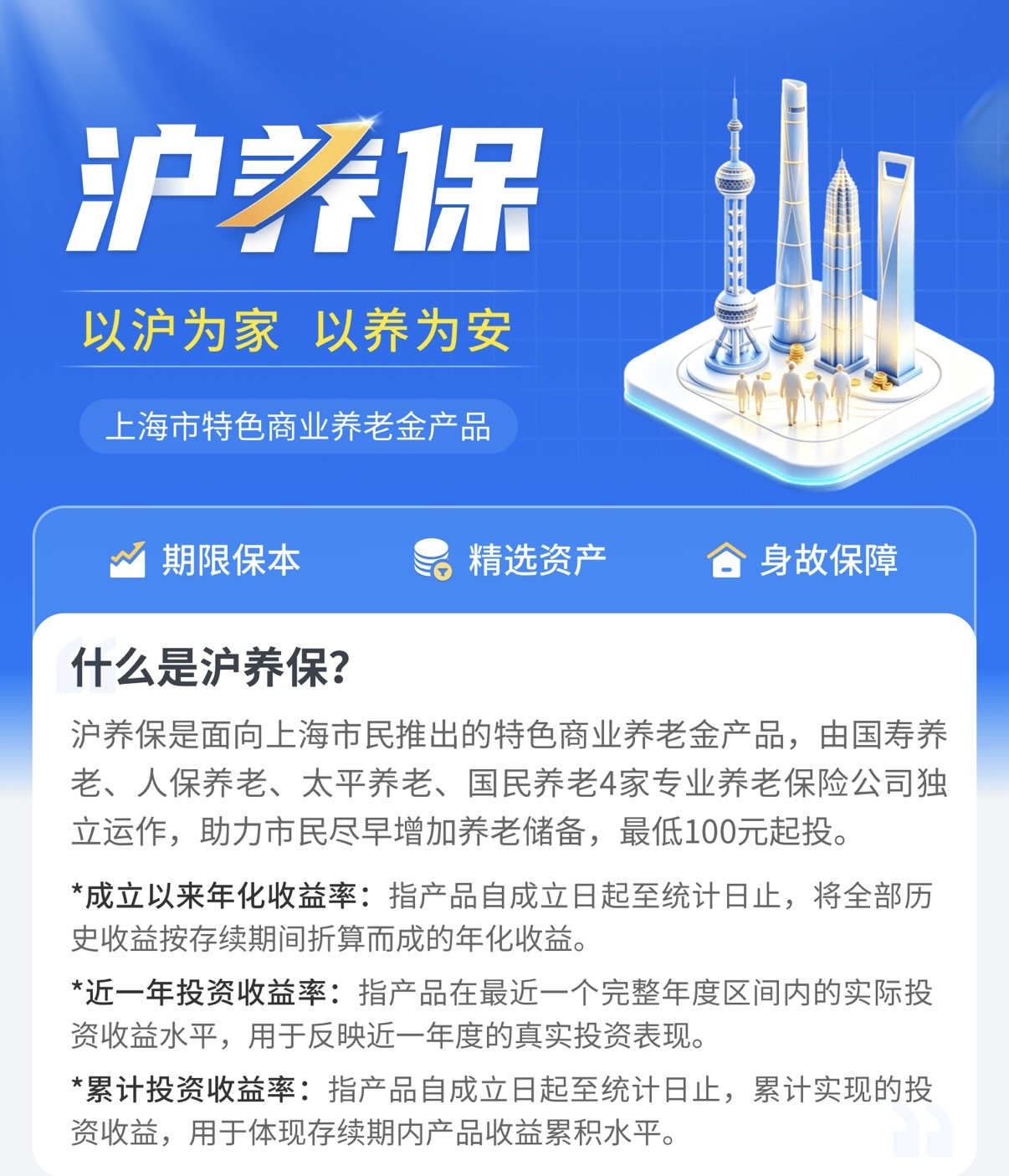 上海城市特色商业养老金产品“沪养保”上线，100元起投、期限保本