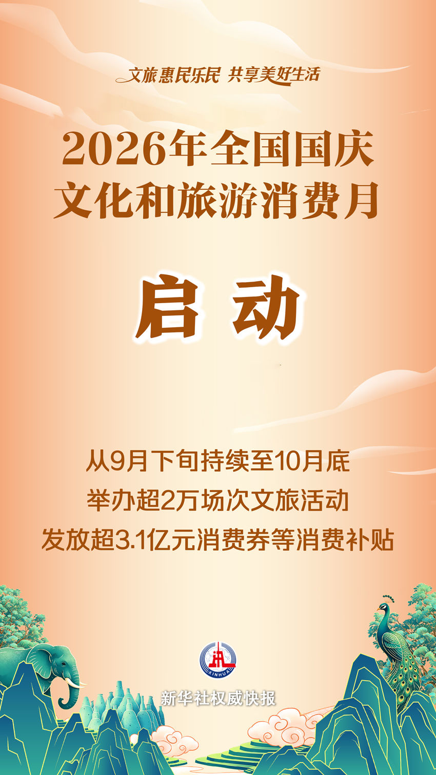2026年全国国庆文旅消费月启动：将发放超3.1亿元消费补贴