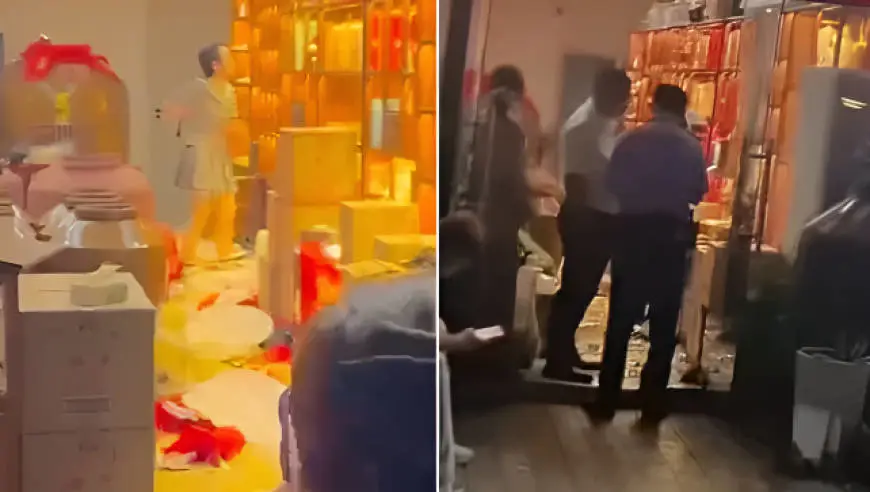 宜宾一女子冲入酒铺抡起五粮液等酒往地上砸，店员称“损失超十万元”，警方介入