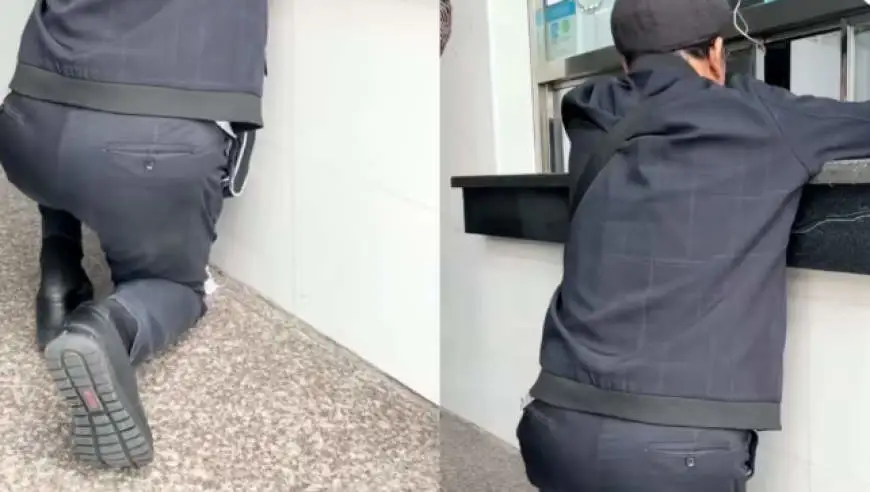 上海一社区卫生院现“丁义珍式”窗口，老人半跪着挂号沟通，院方回应