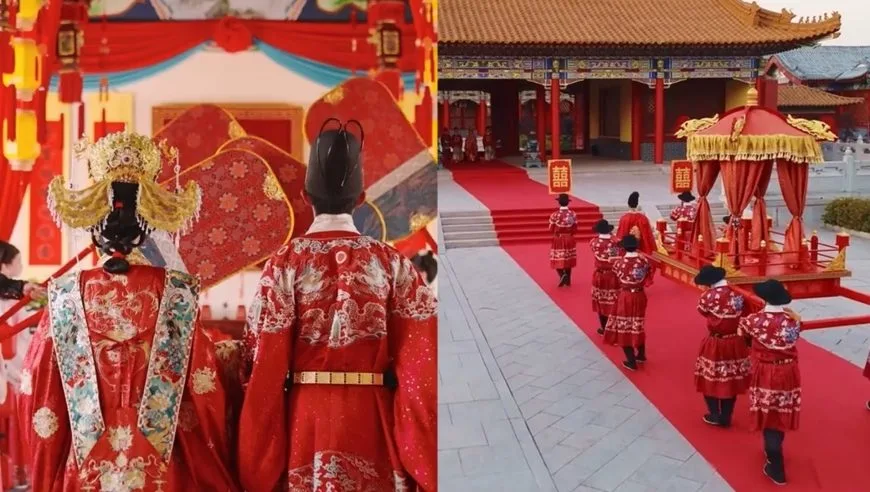 婚礼都卷成“短剧”了！新人挤横店拍19999元公主大婚，凤辇龙驹都配好，还有御林军开道