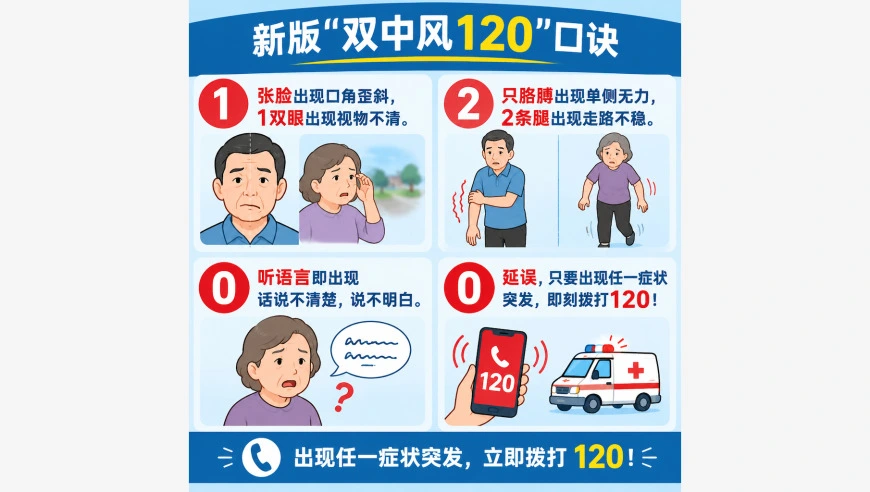 卒中发作有征兆，这张图建议转进家庭群